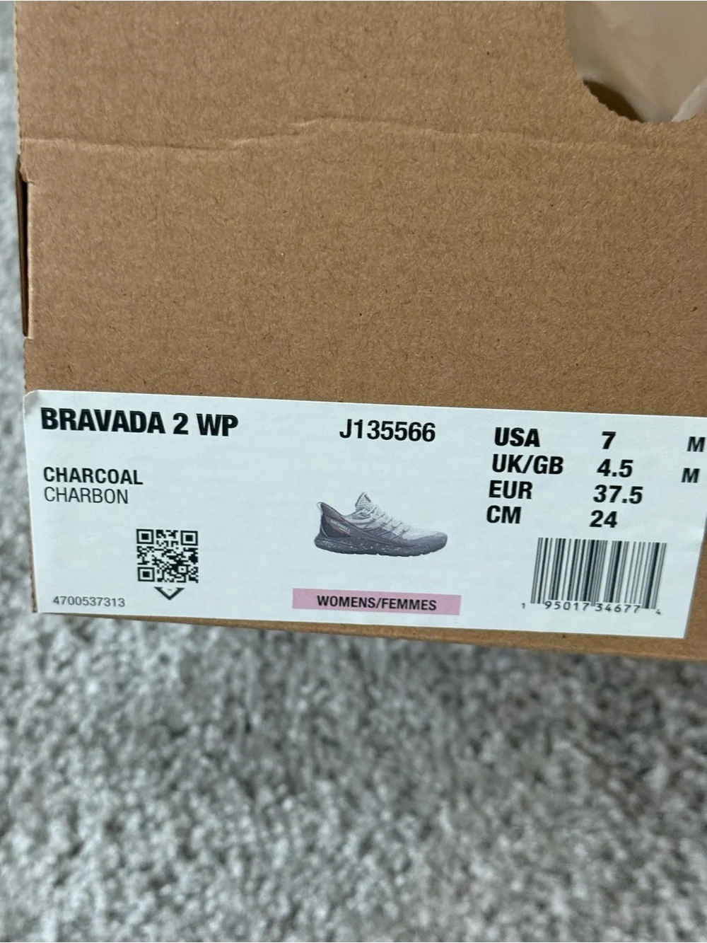 Merrell Women Bravada 2 Water Proof Sneaker Charcoal Size 7 Brand New in Box